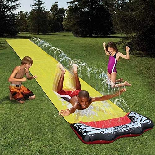 Slip and Slides for Kids Backyard， Children Summer Garden Lawn Water Slide Games Outdoor Water Toys with Splash Sprinkler-Yellow