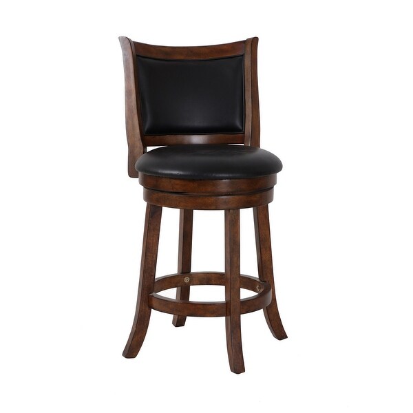 Curved Swivel Counter Stool with Leatherette Padded Seating，Brown and Black