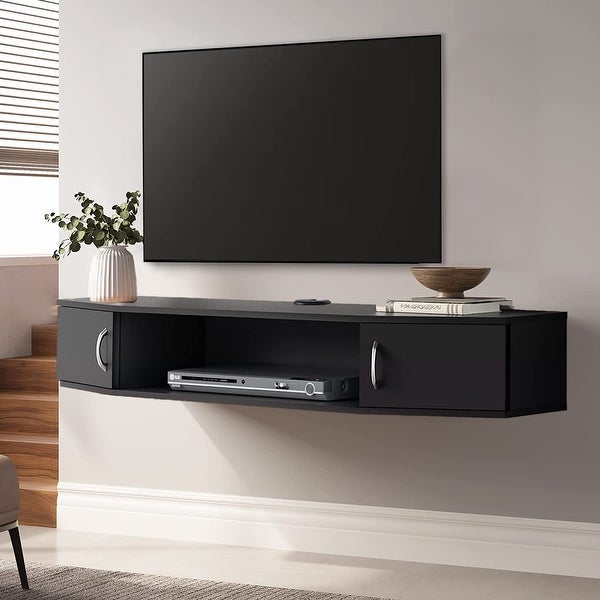 FITUEYES Wall Mounted TV Media Console Floating Desk Storage Hutch