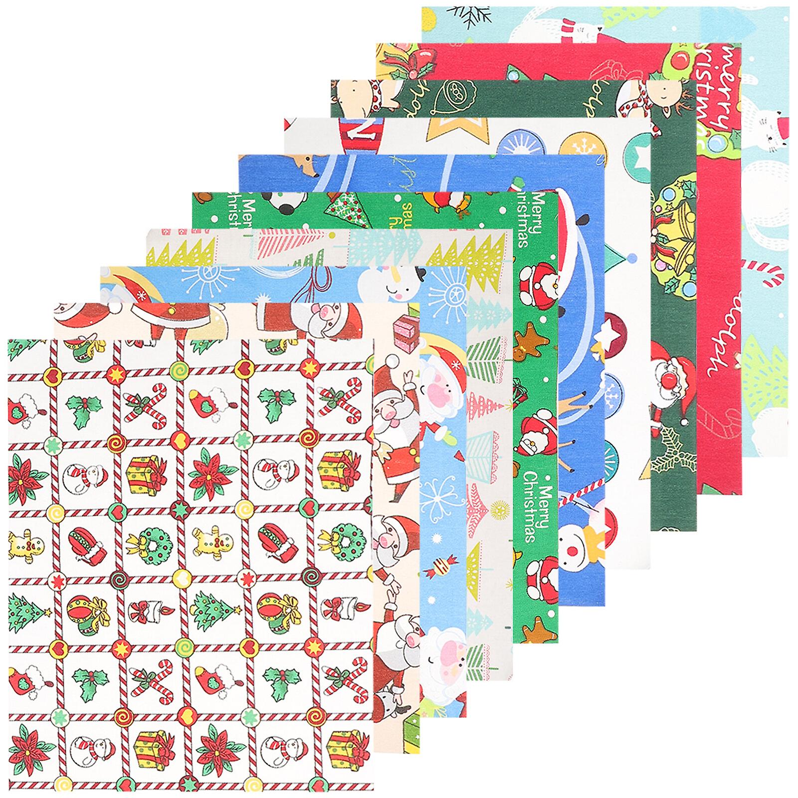 10 Sheets Christmas Patchwork Cloth Cotton Floral Pattern Diy Cloth Fabric Cloth