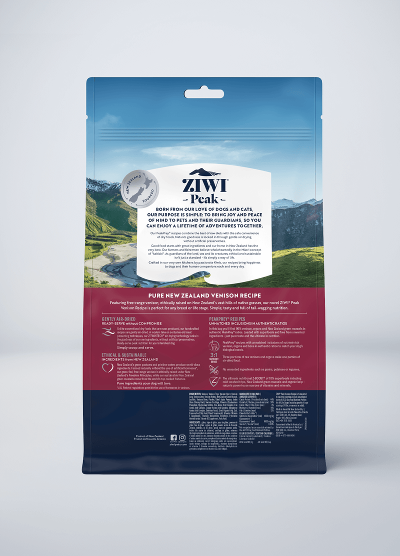 ZiwiPeak Grain Free Air-Dried Venison Recipe Dry Dog Food