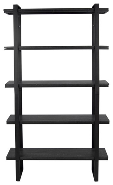 Homycasa 39.4 quotW Modern Wood Standard Bookcase Shelf in Black   Industrial   Bookcases   by Homesquare  Houzz