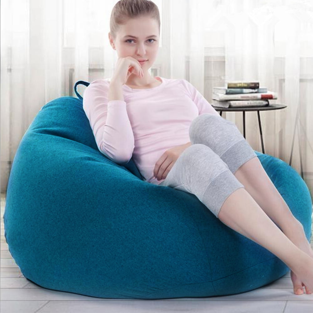 HOTBEST Beanbag Chair Sofa Solid Polyester Slipcover, Blue