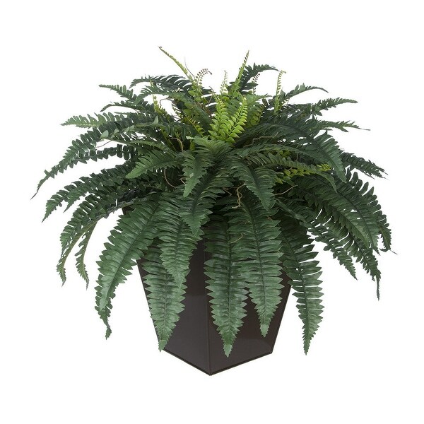 Faux Fern in Square Zinc Planter