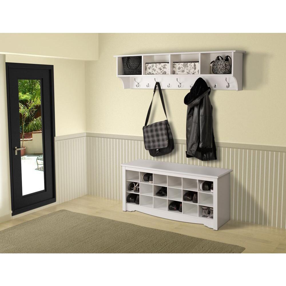 Winslow White Hanging 60 inch Wide Entryway Shelf