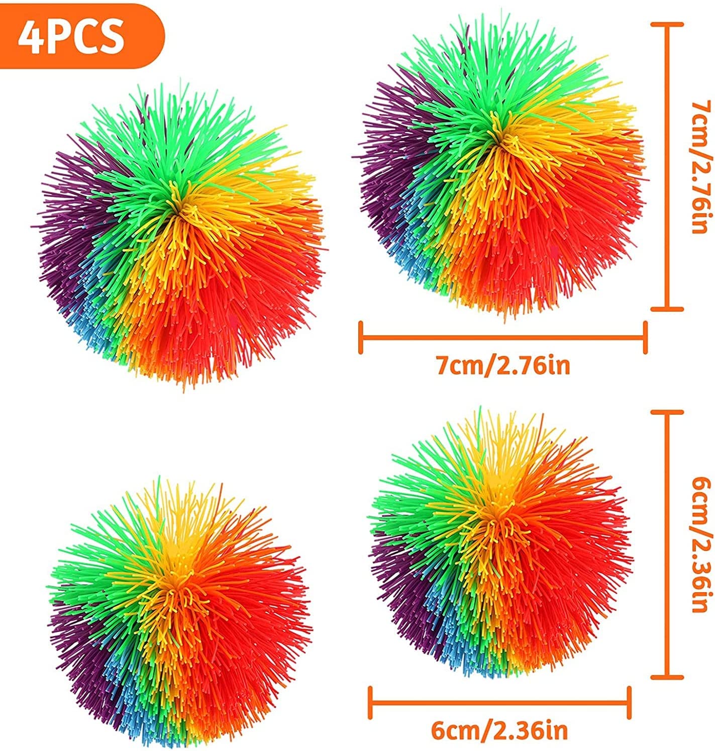 4PCS Stretchy Sensory Toys Colorful Silicone Fluffy Juggling Bouncing Ball Great Sensory Toy Koosh Ball