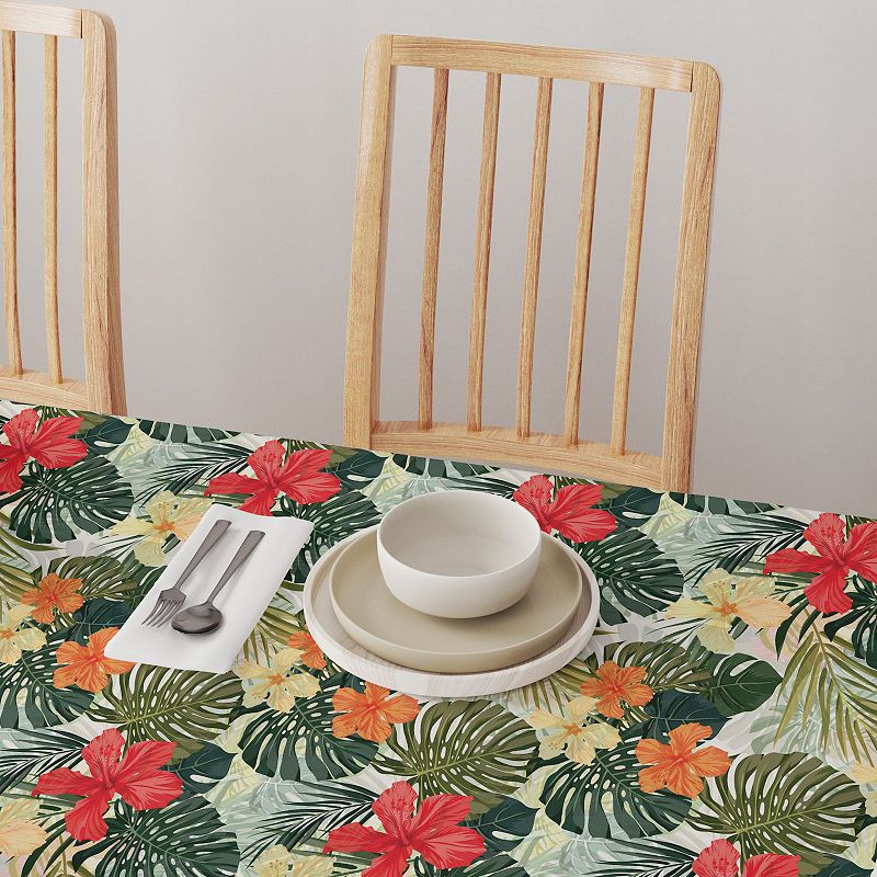 Square Tablecloth， 100% Polyester， 54x54， Hibiscus Garden