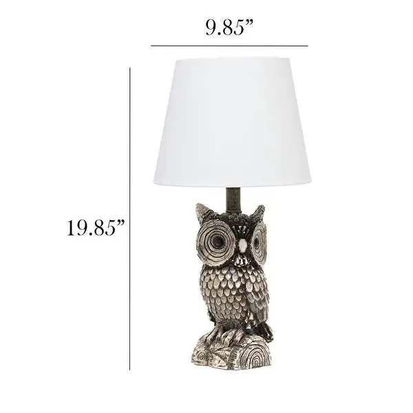 Simple Designs Polyresin Gazing Brown and White Night Owl Novelty Bedside Table Desk Lamp - L: 9.95