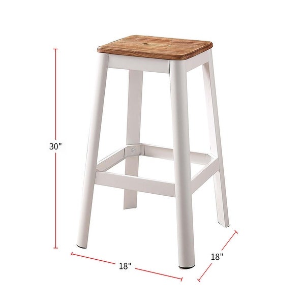 Wood Seat Backless Barstool