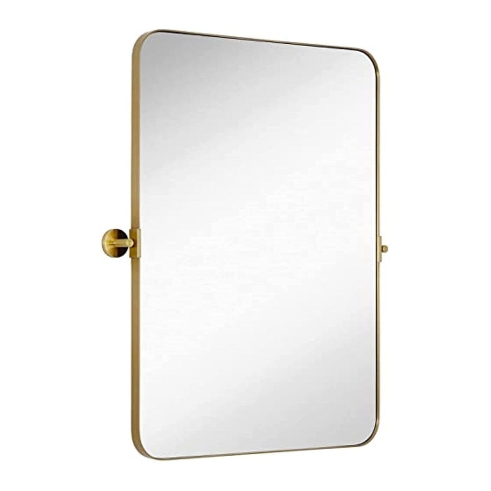 Gold Metal Surrounded Round Pivot Mirror 24