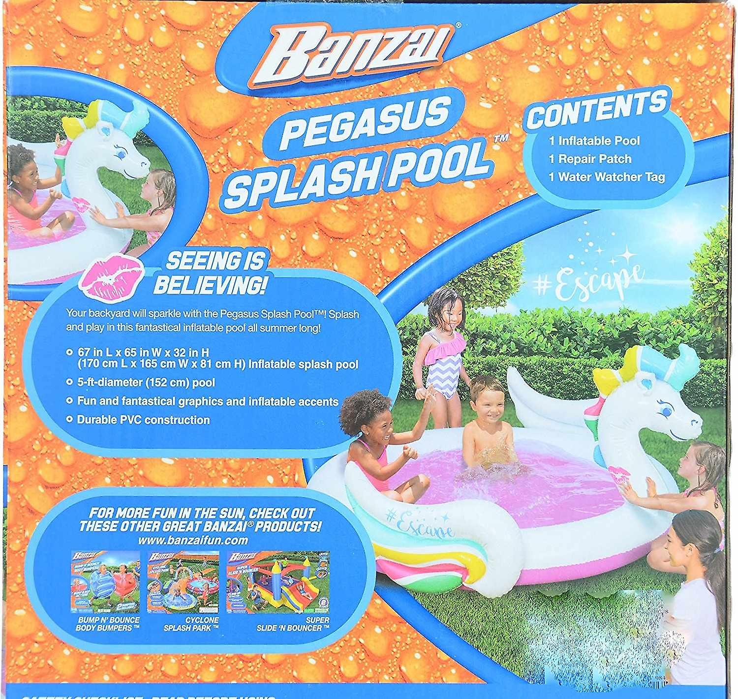 Banzai Pegasus Splash Inflatable Pool water play 170cm