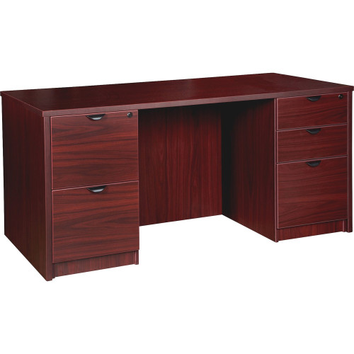 Lorell Prominence 2.0 Mahogany Laminate Double-Pedestal Desk - 5-Drawer (PD3060DPMY)