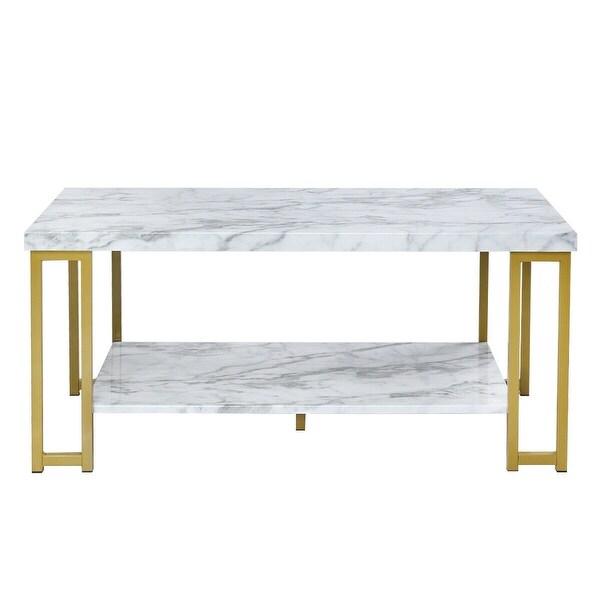 GZMR Modern Coffee Table Faux Marble Top Accent Cocktail Table