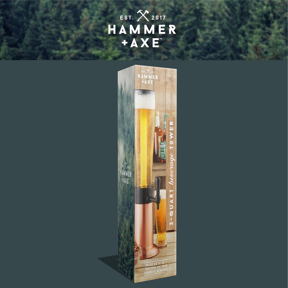 Hammer and Axe Beer Tower Drink Dispenser   8 x 8 x 29