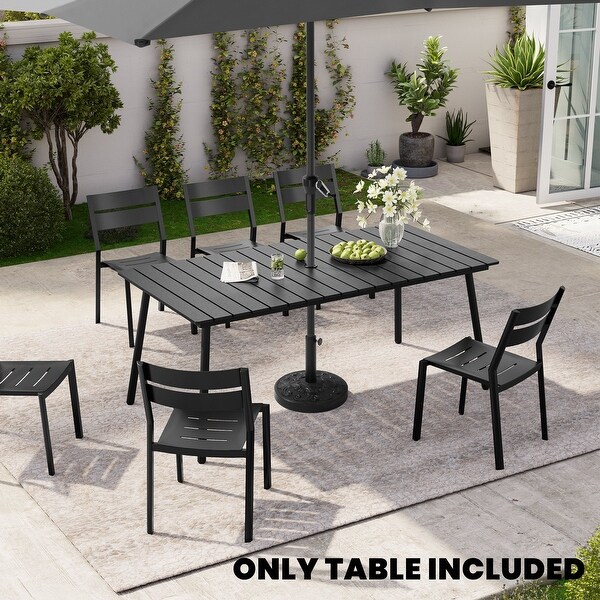 Outdoor Dining Furniture Rectangular Dining Table for 8 or 6 with Umbrella Hole