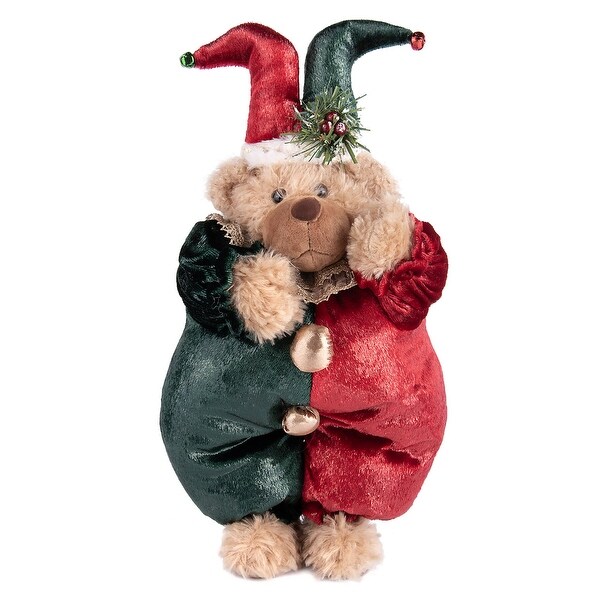 Christmas Plush Bear Figurine in Clown Costume