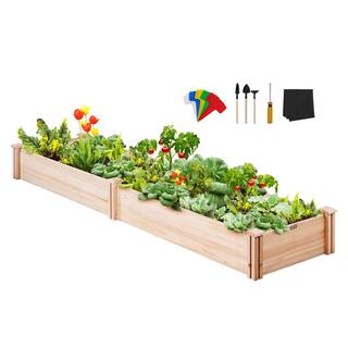 VEVOR Raised Garden Bed 8 ft. x 2 ft. x 1 ft. Wooden Planter Box with Open Base Outdoor Planting Boxes LDS2406025CM126UPV0