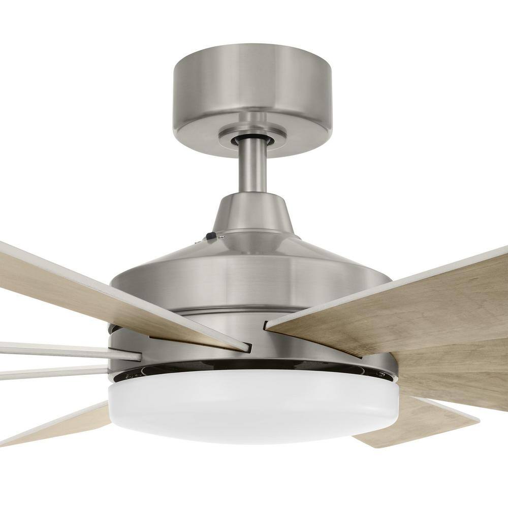 Hampton Bay Bayla 52 in. Integrated CCT LED Indoor Brushed Nickel Ceiling Fan with Light and Remote Control Included AK401A-BN