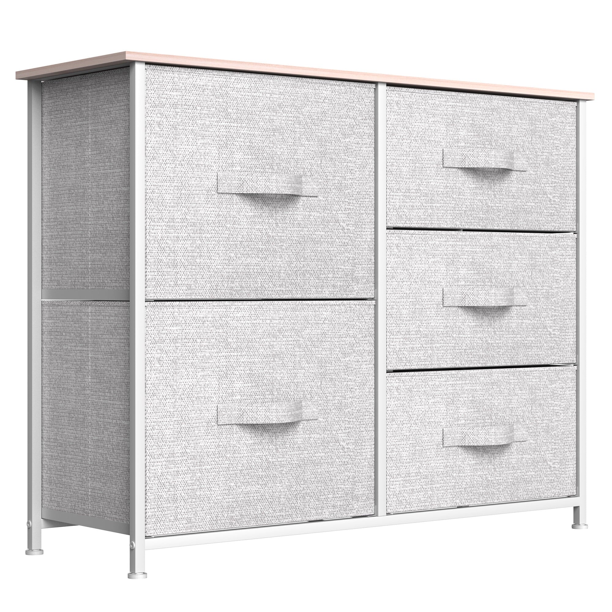 YITAHOME 5 Drawers Storage Tower with Fabric Organizer Unit Sturdy Steel Frame, Light Gray