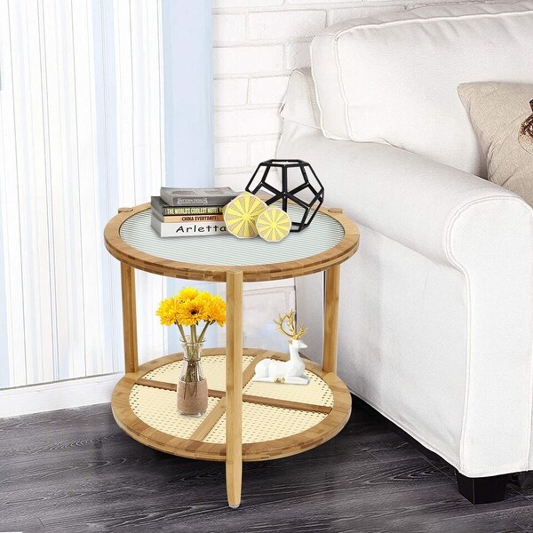 Stylish Round Coffee Table with Storage