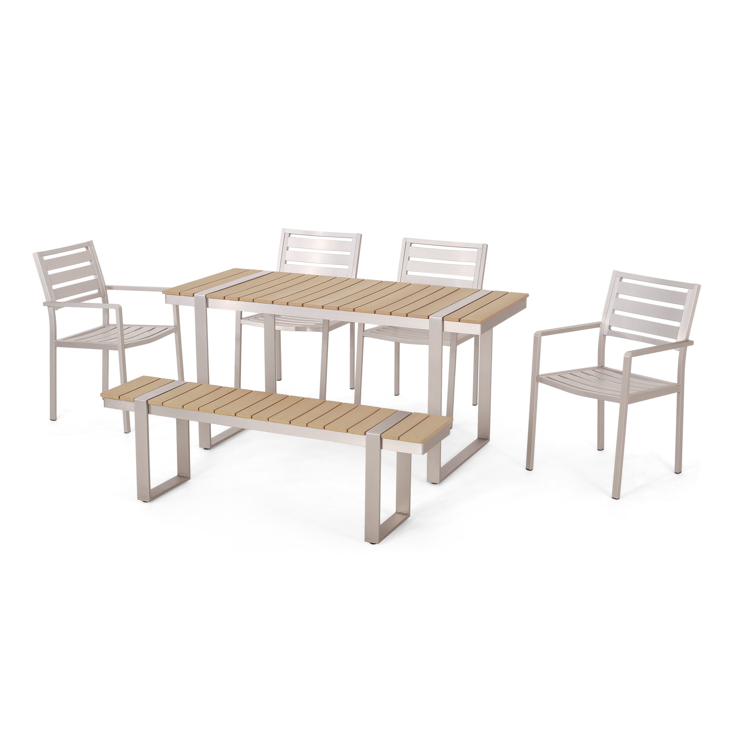 Caney Outdoor 6 Piece Aluminum Dining Set