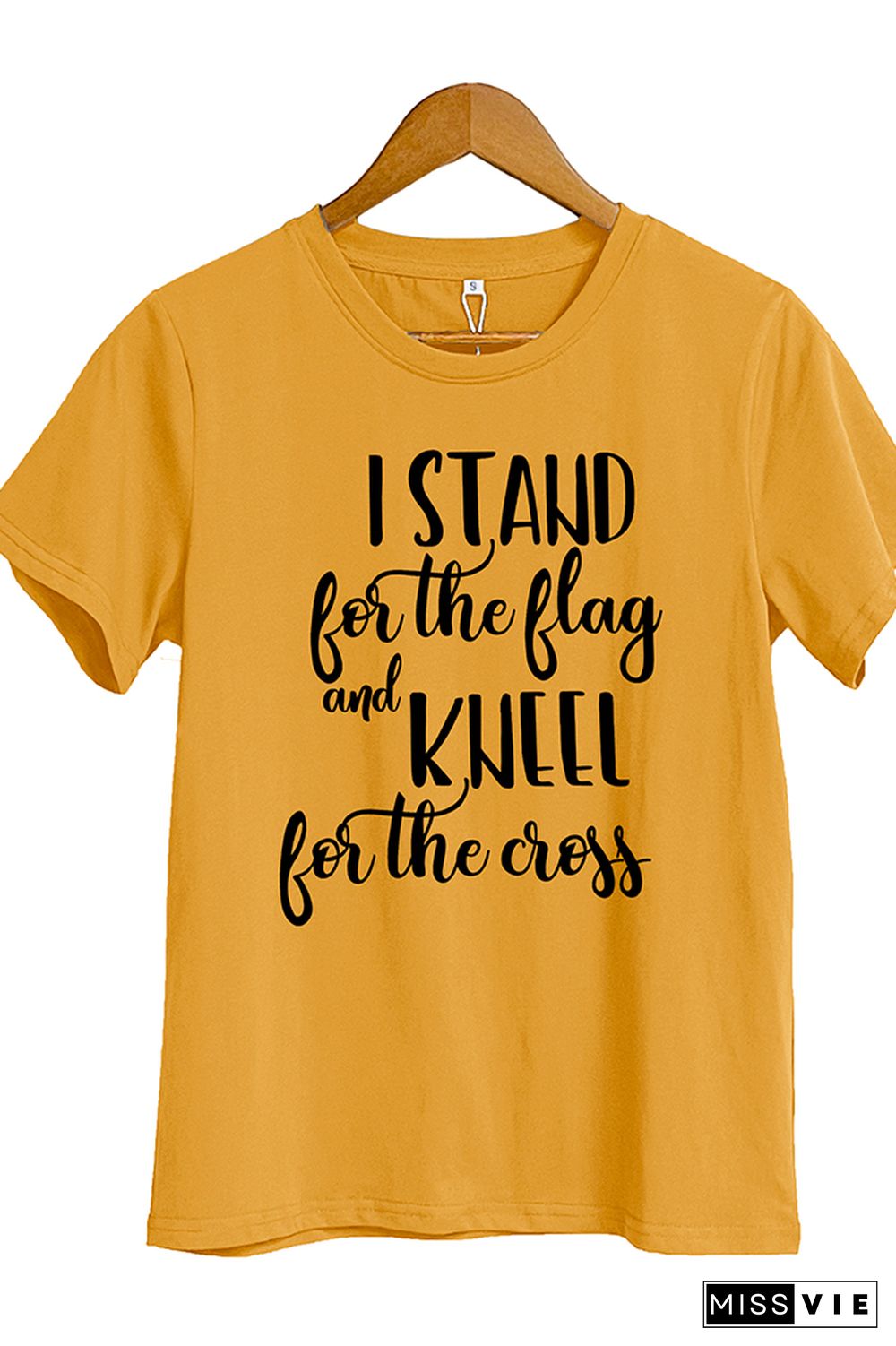 I Stand for the Flag and Kneel for the Cross Over Fear Short Sleeve Graphic Tee Wholesale