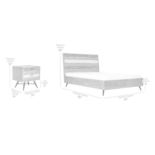 Bridges 3 Piece Bedroom Set in Two-Tone Acacia Wood - - 36021004