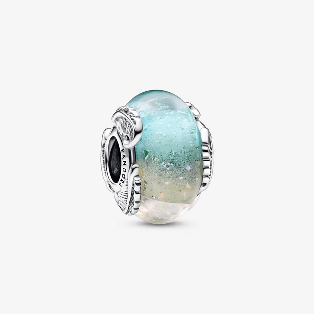 PANDORA  Multicolour Murano Glass & Curved Feather Charm