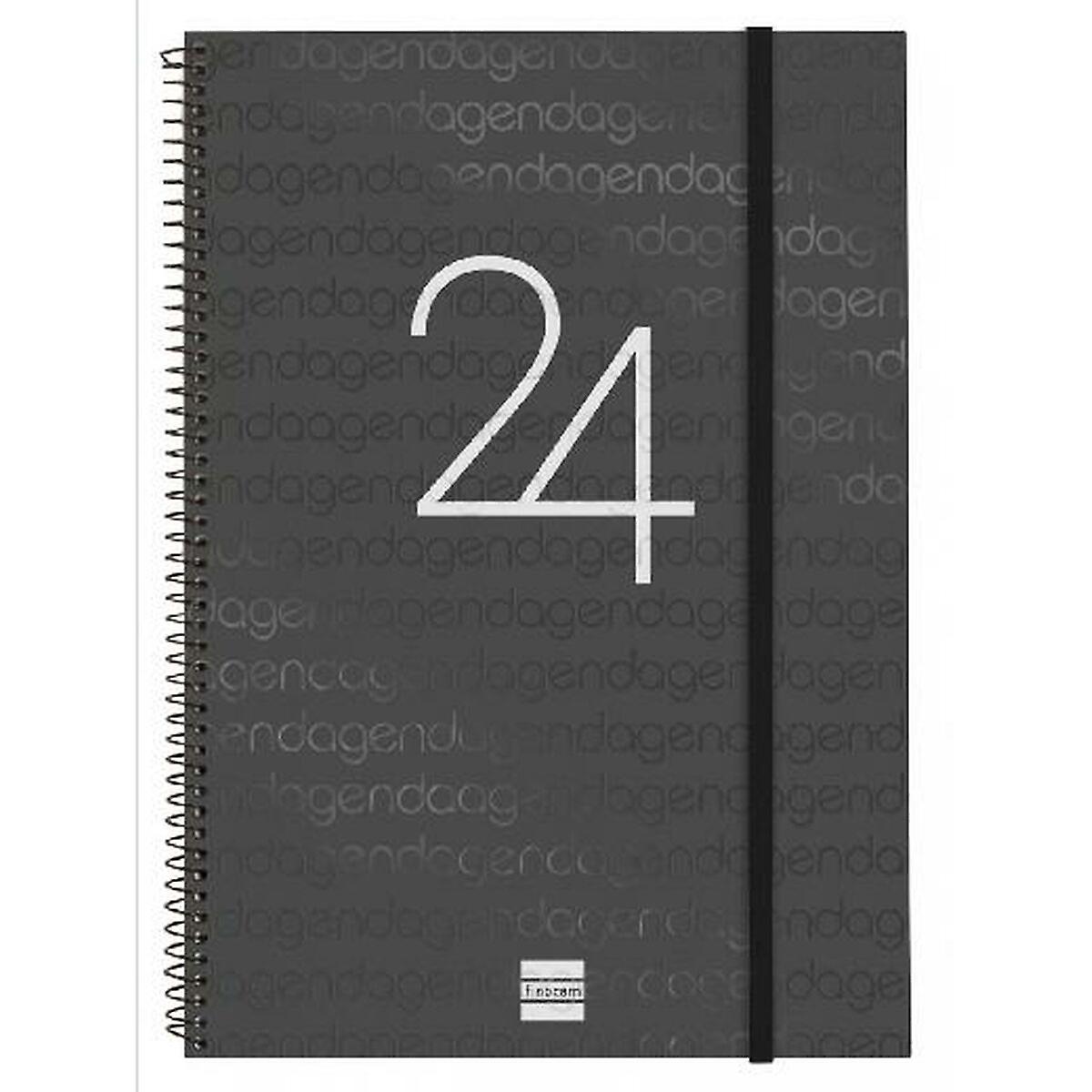 Diary Finocam 2024 Black A4 21 x 29，7 cm