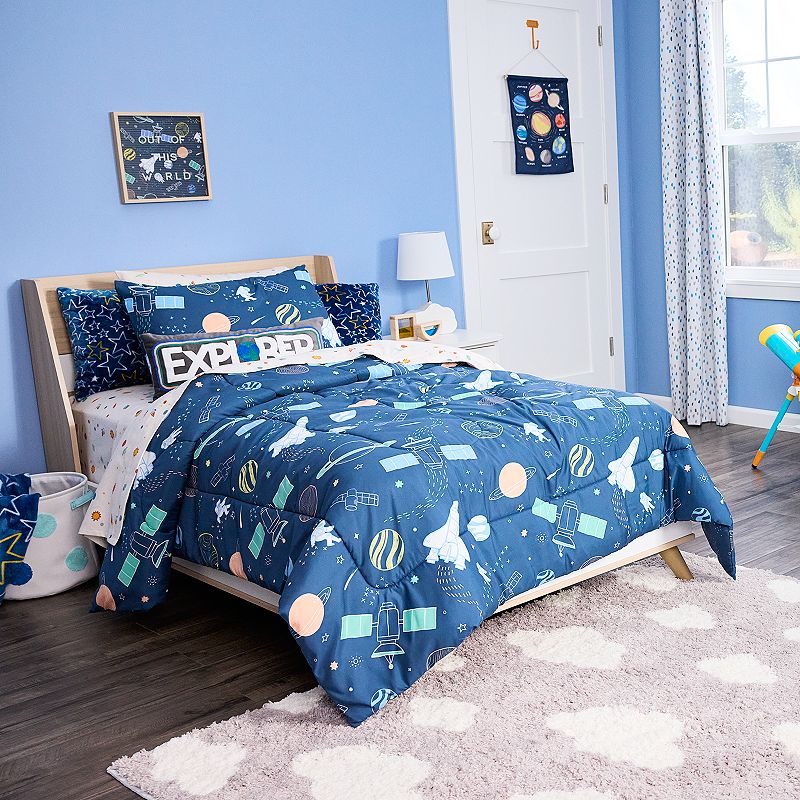 The Big One Kids? Evan Navy Space Reversible Comforter Set with Shams