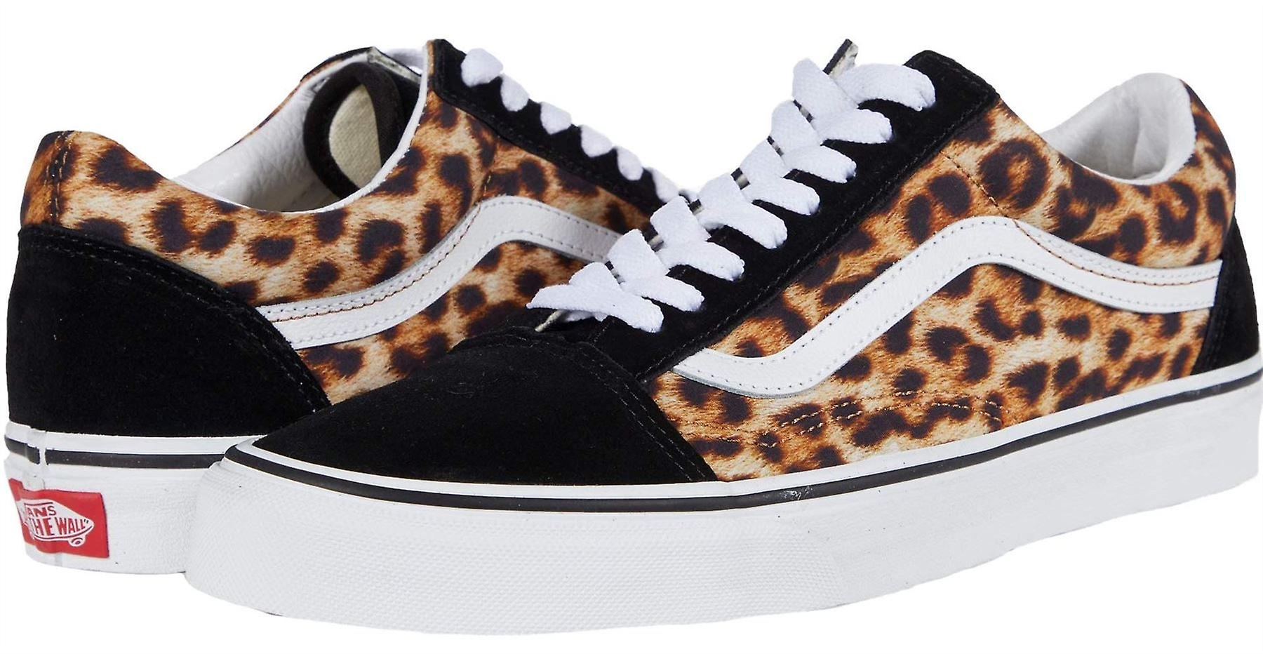 Vans Old Skool Leopard Black White Womens Suede Trainers