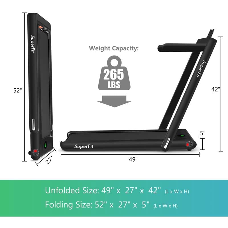 2 in 1 Folding Electric Treadmill for Home Gym, 2.25HP Under Desk Treadmill, Portable Walking Running Machine with Bluetooth Speaker