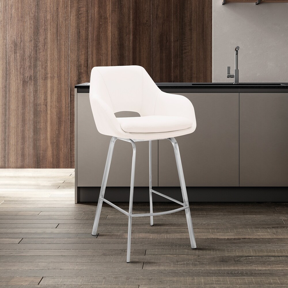 Aura Faux Leather and Metal Bar Stool