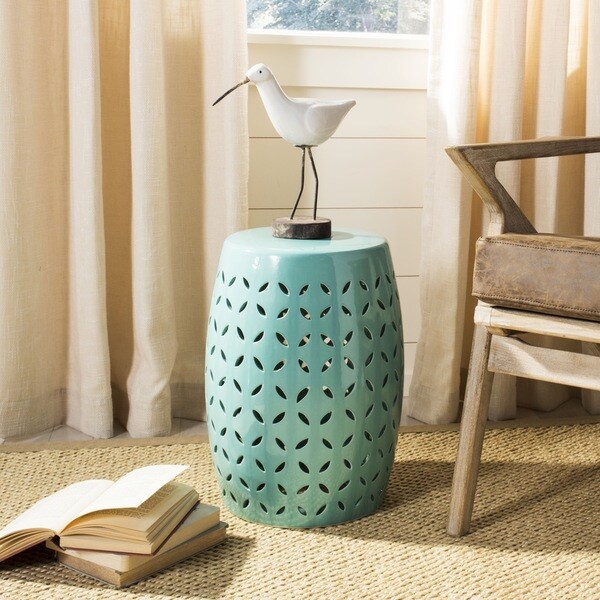 SAFAVIEH Paradise Zen Light Blue Ceramic Decorative Garden Stool