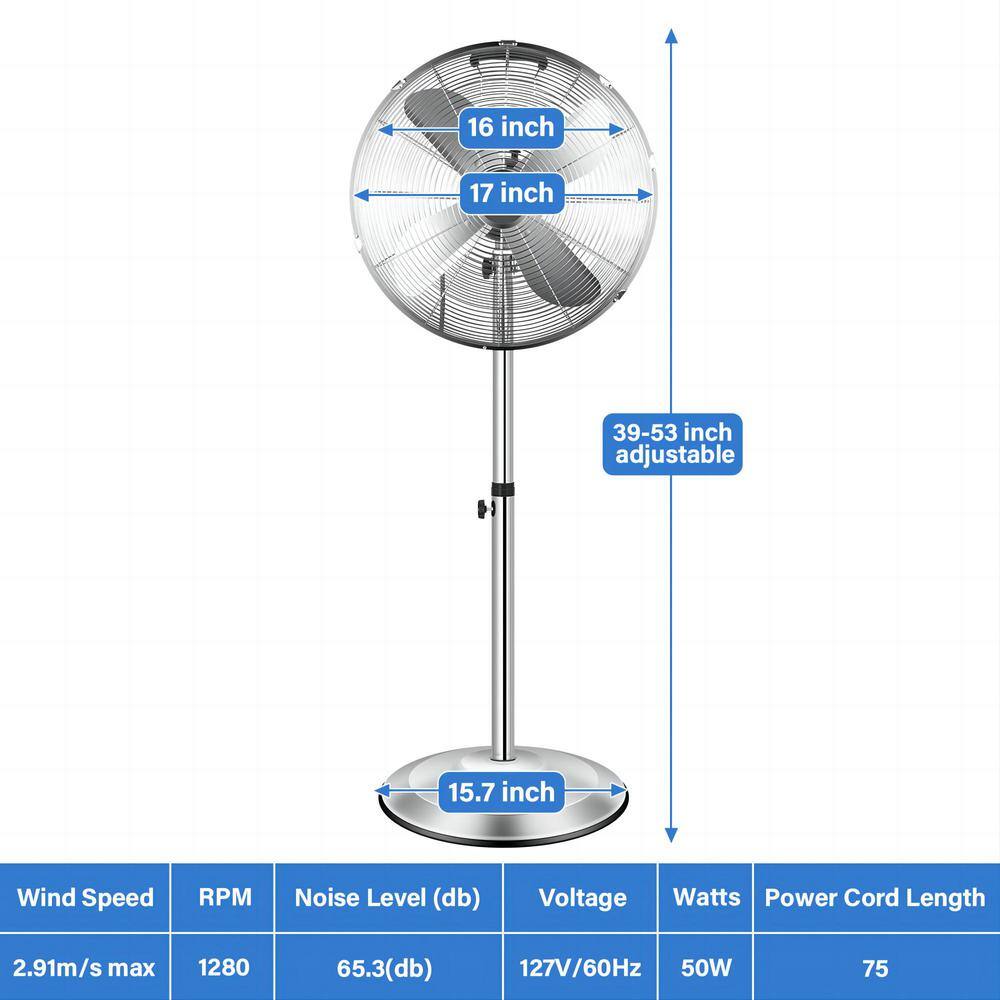 dubbin Premium Metal black Stand Fan with Adjustable Height 3 Speed Settings and Low Noise Operation FXFAN-7023