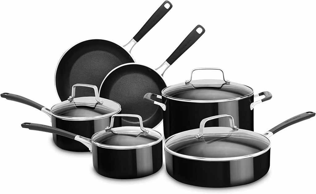 KitchenAid Aluminum NonStick 10Piece Cookware Set In Onyx Black KC2A