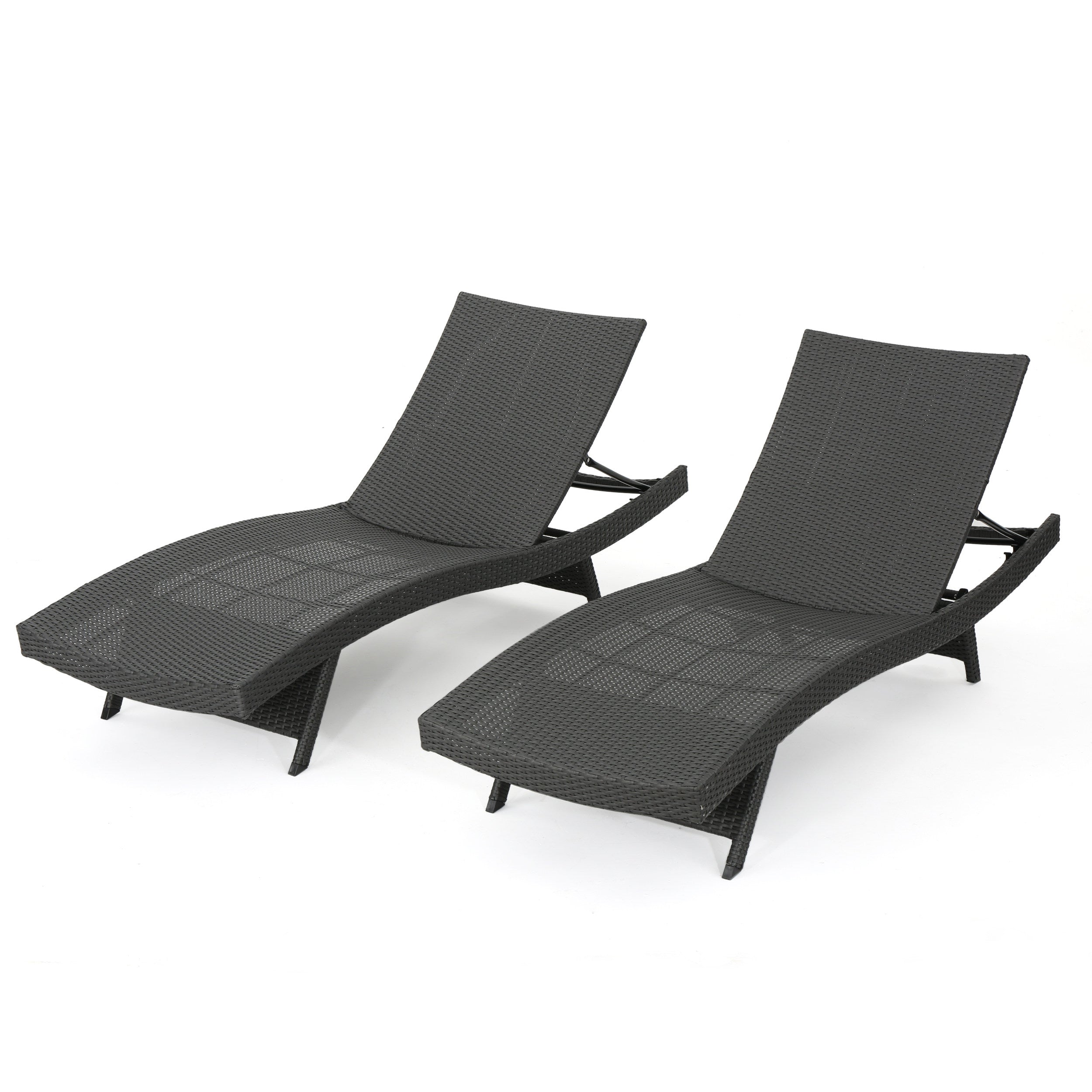 Lakeport Outdoor Grey Wicker Chaise Lounge Chairs