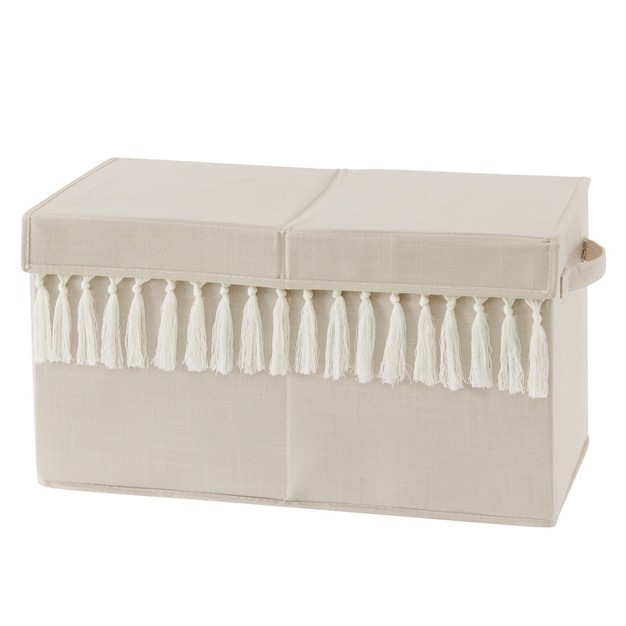 Sweet Jojo Designs Boy Or Girl Gender Neutral Unisex Fabric Storage Toy Bin Bohemian Fringe Taupe And Ivory