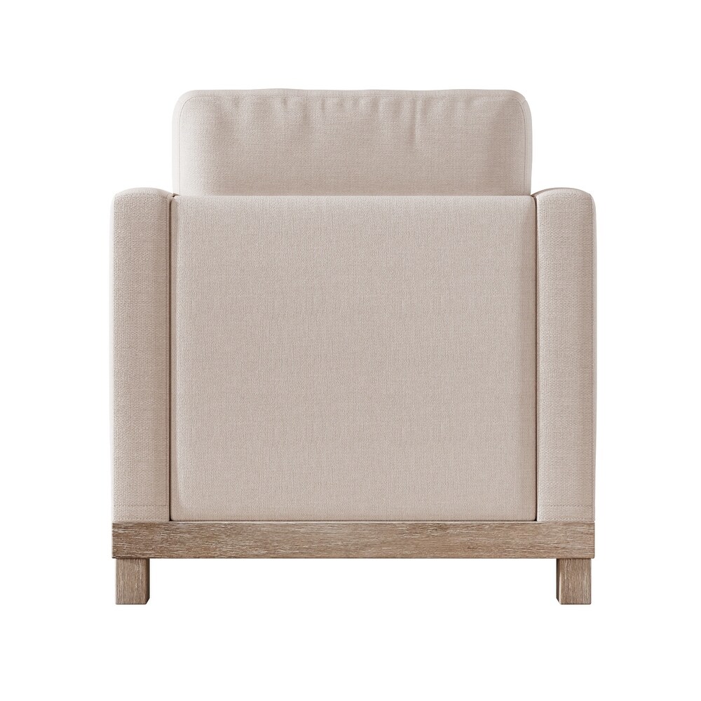 Streamlined Accent Chair Beige Linen Single Sofa Chair Lounge Chairs