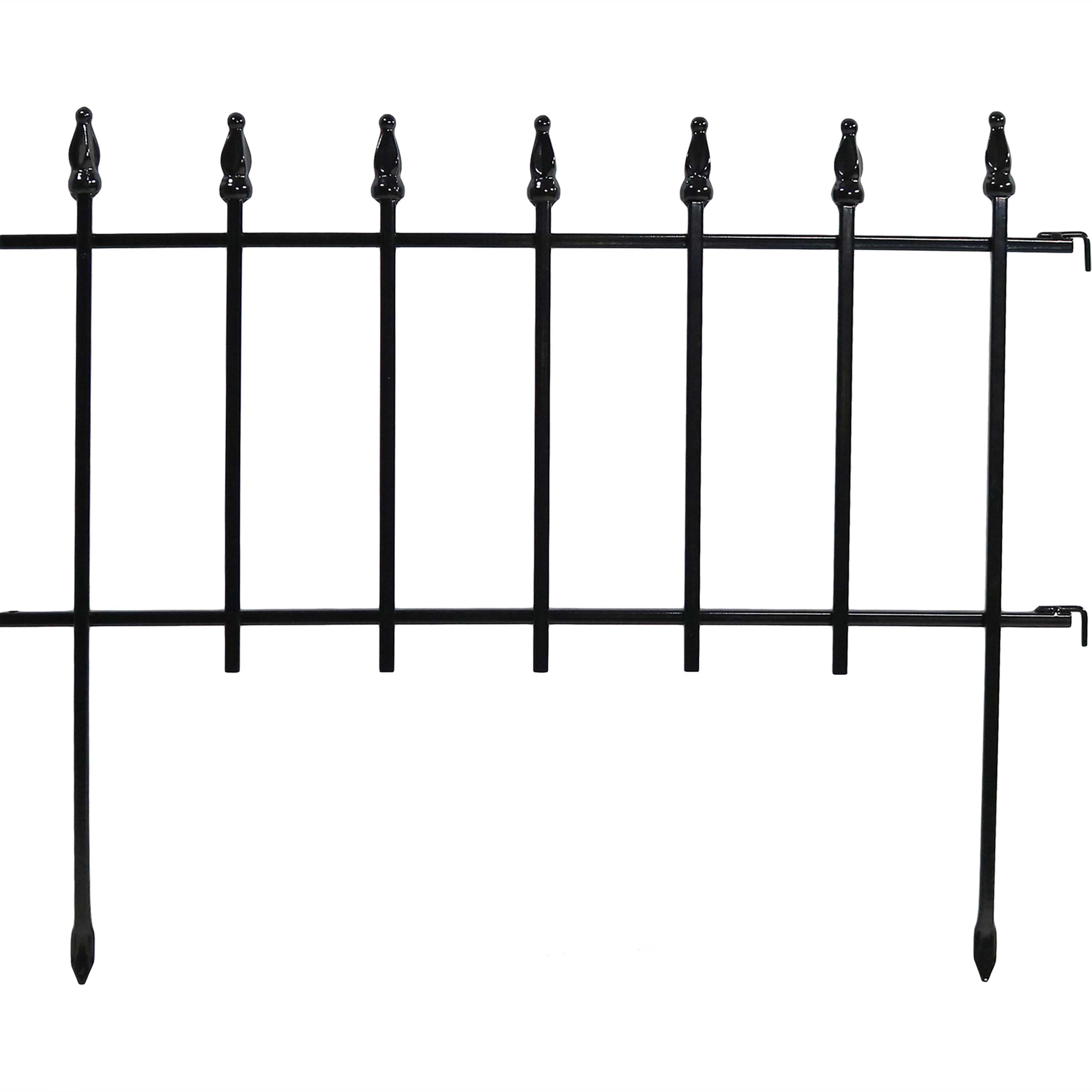 Sunnydaze Outdoor Lawn and Garden Metal Roman Style Decorative Border Fence Panel Set - 36' - Black - 20pk