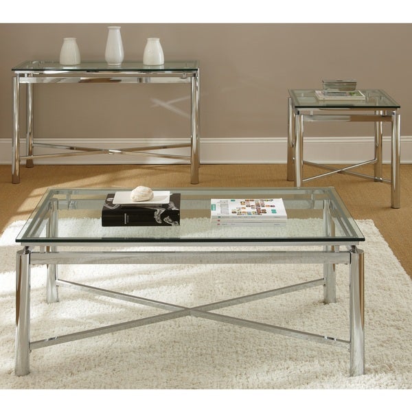 Strick and Bolton Jules Chrome and Glass End Table