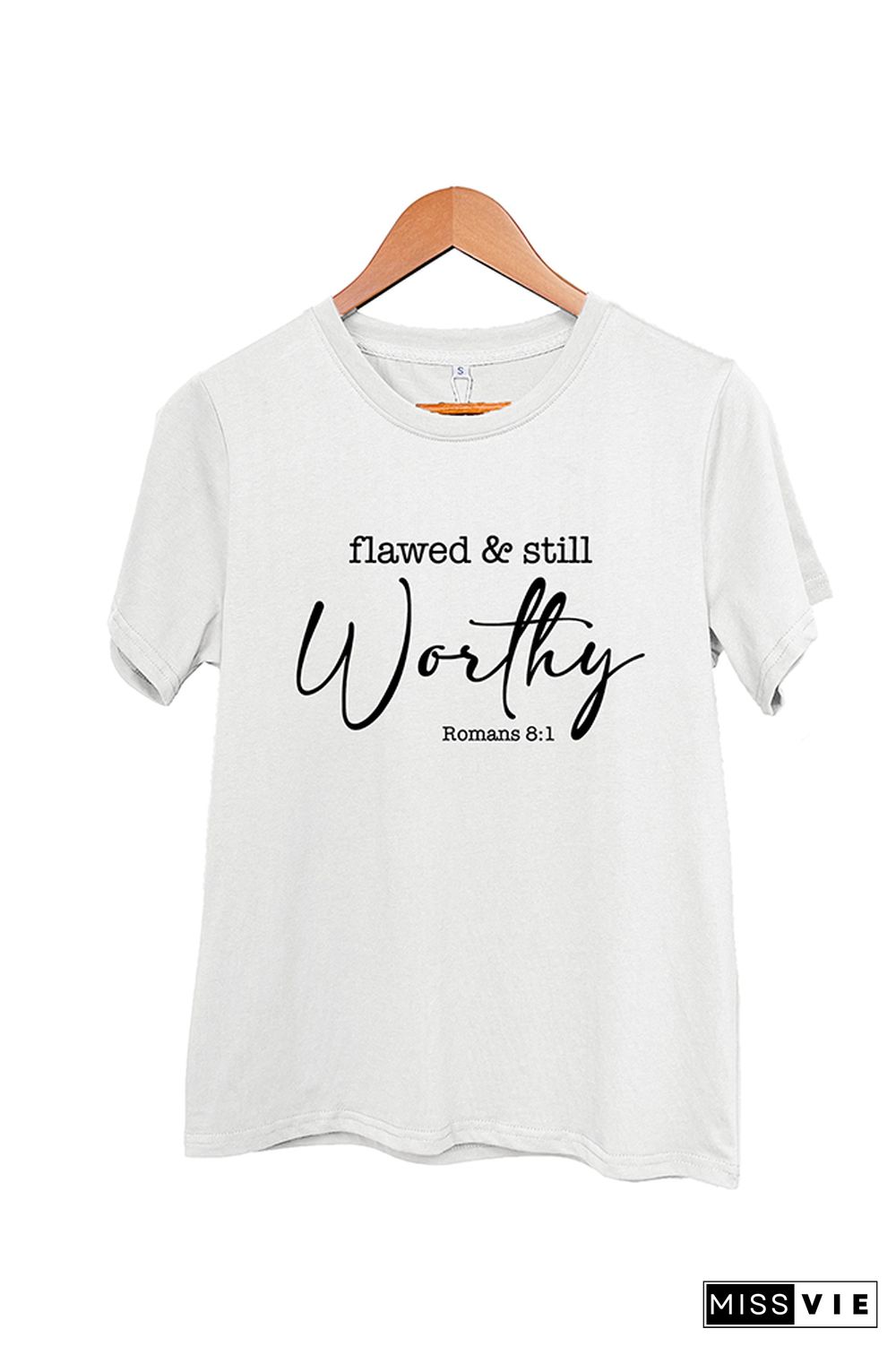 Flawed And Still Worthy Christian Romans Short Sleeve Graphic Tee Wholesale