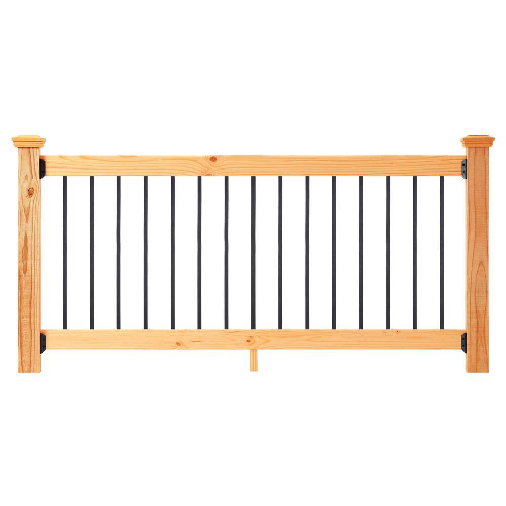 ProWood 6 ft. Cedar-Tone Southern Yellow Pine Rail Kit with Aluminum Square Balusters 448156