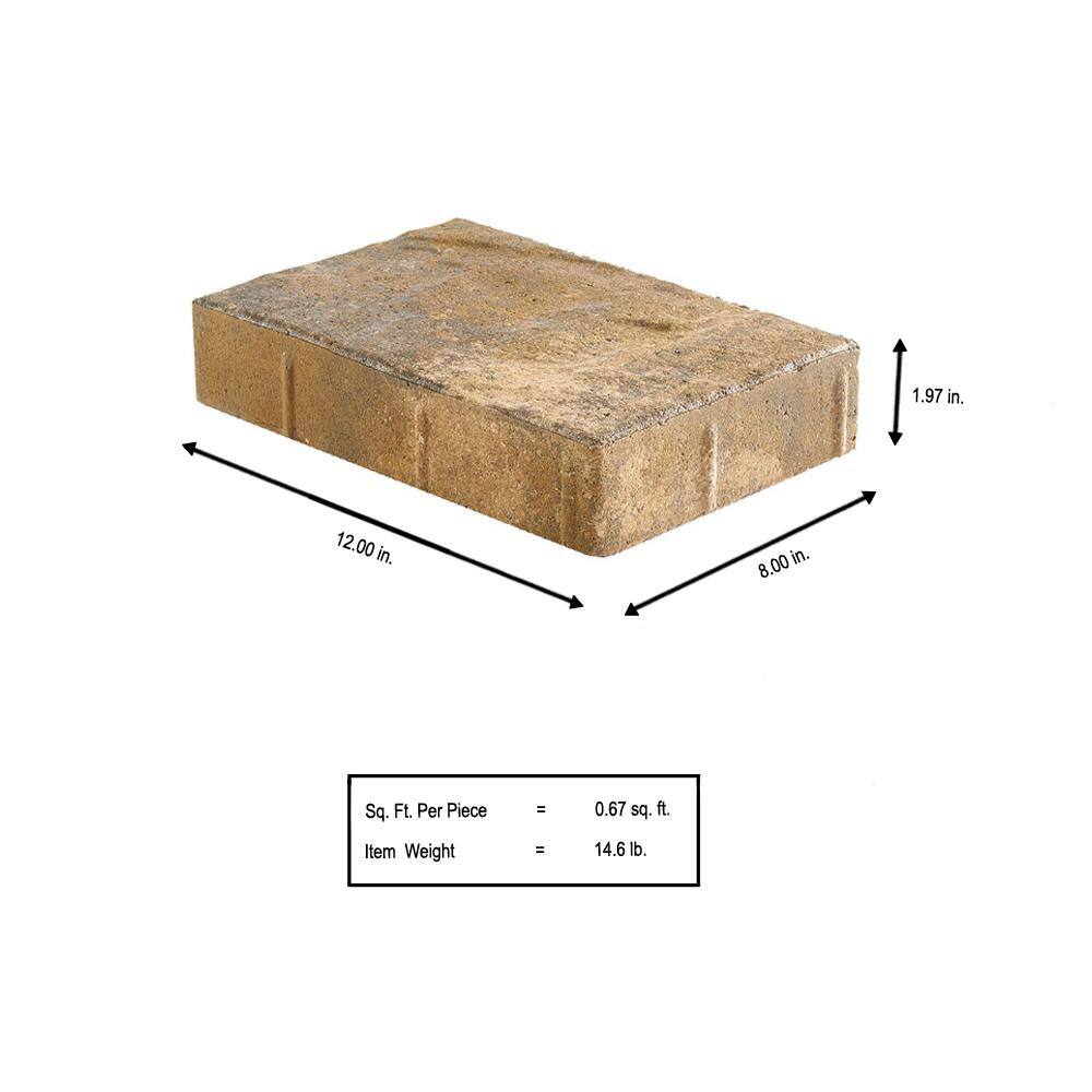 Pavestone Taverna Rec 11.81 in. L x 7.87 in. W x 1.9 in. H Yukon Concrete Paver (192-Piece124 sq. ft.pallet) 25350