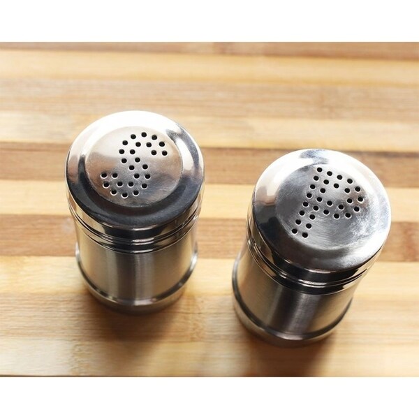 Modern Design BPA Free Salt and Pepper Shakers Stainless Steel Glass Set，3.5oz