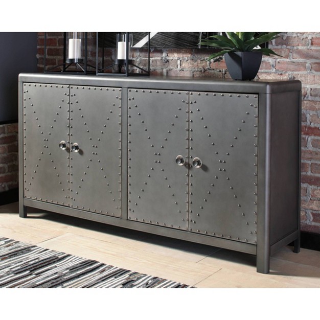 Rock Ridge Large Accent Cabinet Gunmetal Finish Signature Design By Ashley