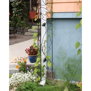 Achla Designs 92 in. H Black Powder Coat Traditional Downspout Decorative Garden Trellis FT-47