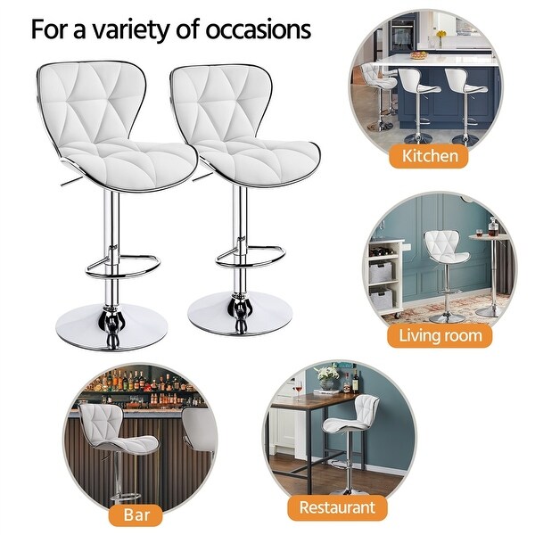 Yaheetech 2pcs Adjustable Chair Bar PU Leather Swivel Bar Stools