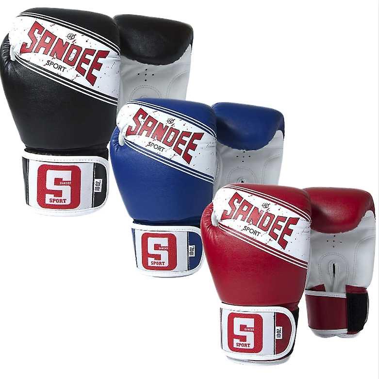 Sandee sport 2 tone pu boxing gloves - black white