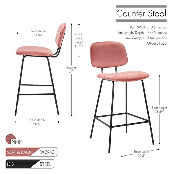 Porthos Home Ekta Velvet Counter Height Stools (Set of 2)